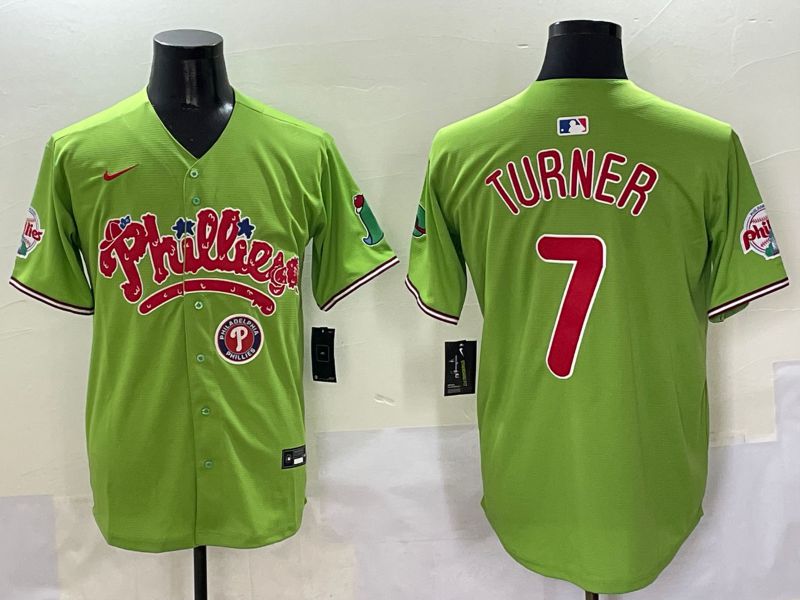 Men Philadelphia Phillies #7 Turner Green Five generations Joint Name 2025 Nike MLB Jersey style 6->philadelphia phillies->MLB Jersey
